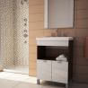 Vanitory Nilo Schneider - 2 puertas - Wengue/Blanco 60cm con mesada de losa - 3 Agujeros