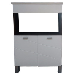 Vanitory Nilo Schneider - 2 puertas - Wengue/Blanco 60cm con mesada de losa - 3 Agujeros