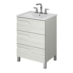 Vanitory Schneider Rivo Pie PVC Rovere 60cm con mesada de losa - 3 Agujeros