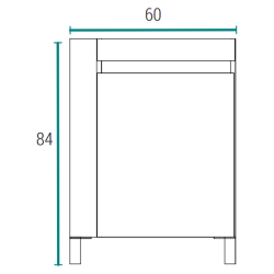 Vanitory Schneider Aqua blanco text 60cm - Mesada de losa - 3 Agujeros