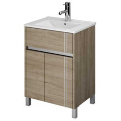 Vanitory Schneider Nature Caju 60cm - 2 puertas/1 Cajón con mesada de losa - 3 Agujeros