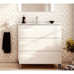Vanitory Schneider Rivo Pie PVC Rovere 80cm con Mesada de losa - 1 Agujero