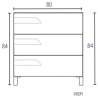 Vanitory Schneider Rivo Pie PVC Rovere 80cm con Mesada de losa - 1 Agujero