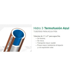 Caño hidro 3 azul para agua fría 5" x 6 mts