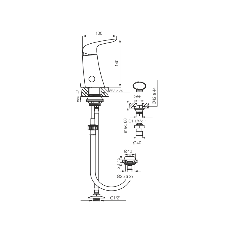 Grifería FV Epuyen monocomando bidet 189/L2 Negro