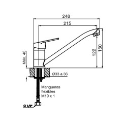Grifería FV compacta monocomando cocina mesada 411.01/M4