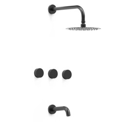 Grifería ducha 200 mm con pico bicomando Texture Negro - Hidromet