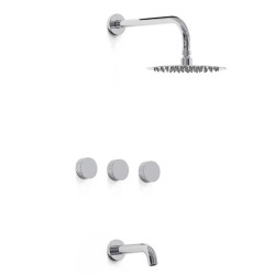 Grifería ducha 200 mm con pico bicomando Texture Cromo - Hidromet