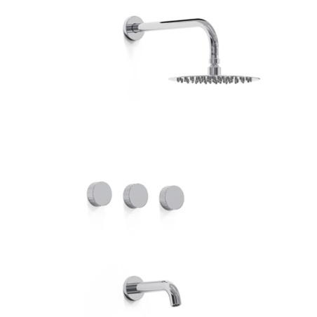 Grifería ducha 200 mm con pico bicomando Texture Cromo - Hidromet