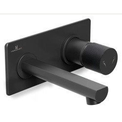 Grifería lavatorio Monocomando Texture Negro Pared - Hidromet