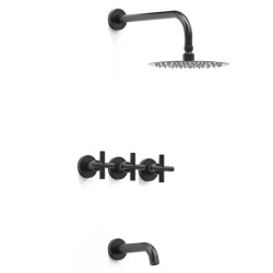 Grifería ducha con pico bicomando Sun Cruz Negro - Hidromet