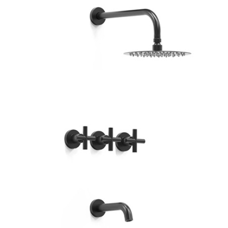 Grifería ducha con pico bicomando Sun Cruz Negro - Hidromet