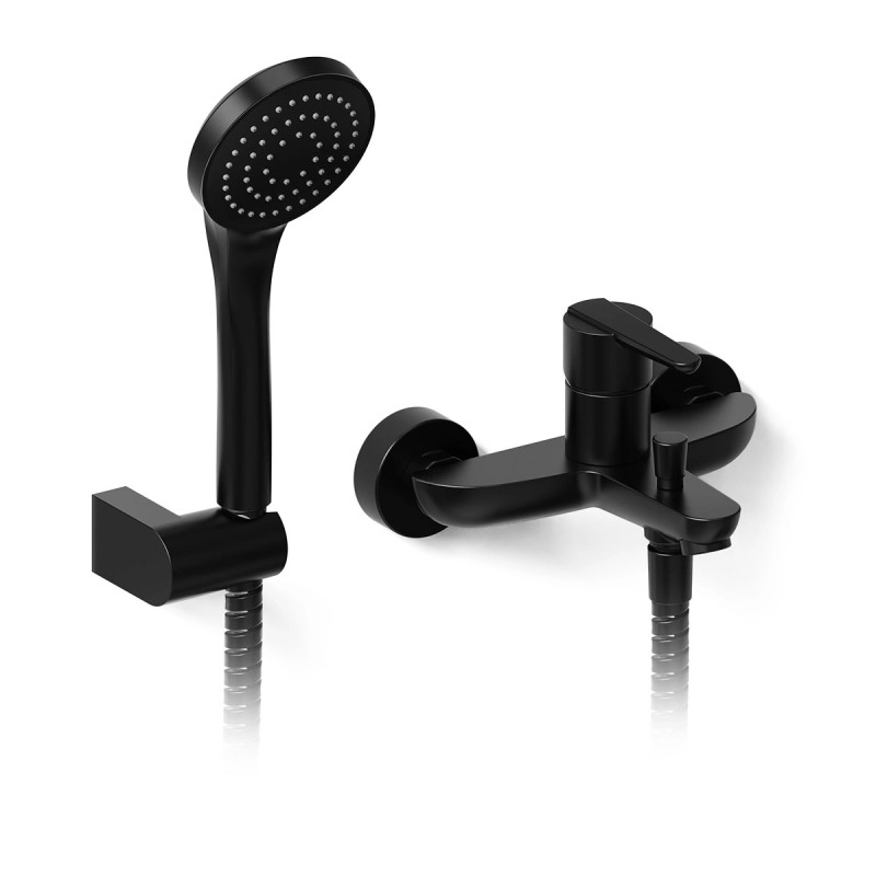 Grifería ducha 100mm con pico monocomando Flat negro - Hidromet