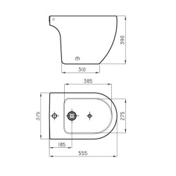 Ferrum Fontana Bidet 1 agujero Negro  BOA1J-NS