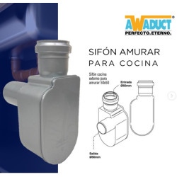 Sífón desague ppn externo para amurar 50mm (cocina)
