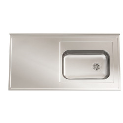 Mesada Johnson acero inoxidable 430, 160cm con pileta ZZ52 - Derecha - 2 orificios