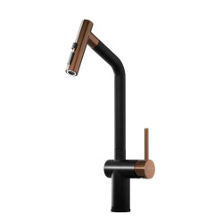 Grifería Glow gold+black cocina pico extraíble - Johnson