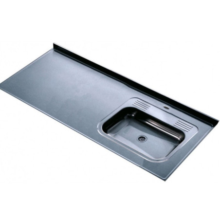 Mesada Johnson acero inoxidable 430, 160cm con pileta ZZ52 - Derecha - 1 orificio