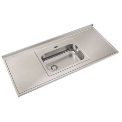 Mesada Johnson acero inoxidable 304, 160cm con pileta Z52 - Centro - 1 orificio