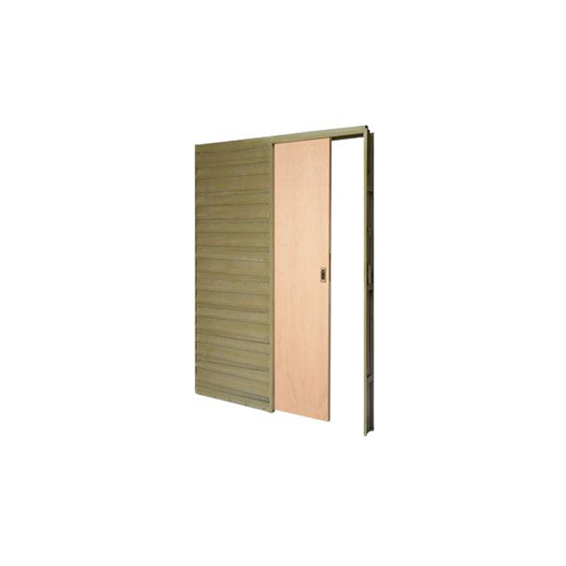 Puerta corrediza 80x10 Cedro Marco de chapa 18 - Piamel