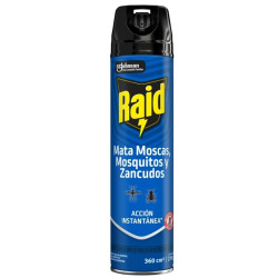 Insecticida aerosol raid mata moscas y mosquitos x 360cc