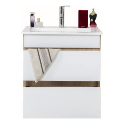 Vanitory Dubai JC 50 cm - Colgante - Paraiso y blanco -  Dos cajones - Sin mesada