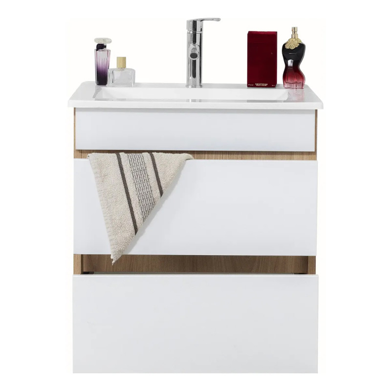 Vanitory Dubai JC 50 cm - Colgante - Paraiso y blanco -  Dos cajones - Sin mesada