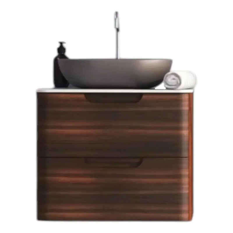Vanitory Uniq Schneider 60cm - Colgante - Dos cajones - Oliva - Con tapa - Sin bacha