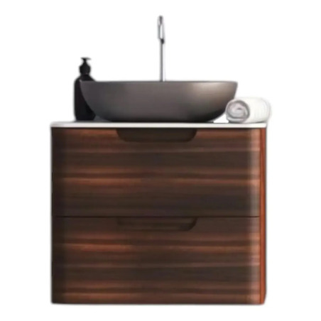 Vanitory Uniq Schneider 60cm - Colgante - Dos cajones - Oliva - Con tapa - Sin bacha