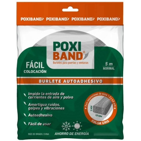 Burlete autoadhesivo poxiband premium E blanco 5 mts de largo