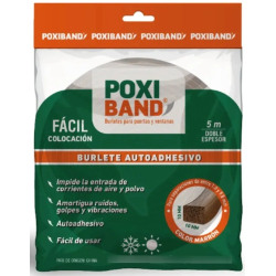 Burlete autoadhesivo poxiband premium E marrón 5 mts de largo