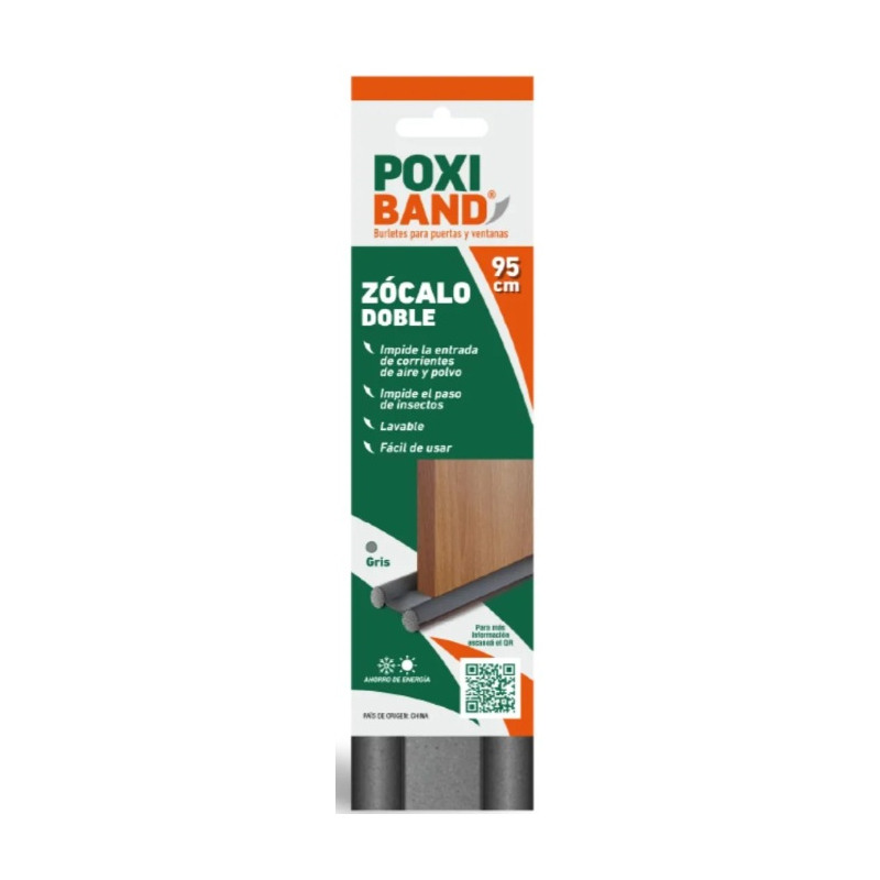 Zocalo para puerta doble poxi band gris 95 cm