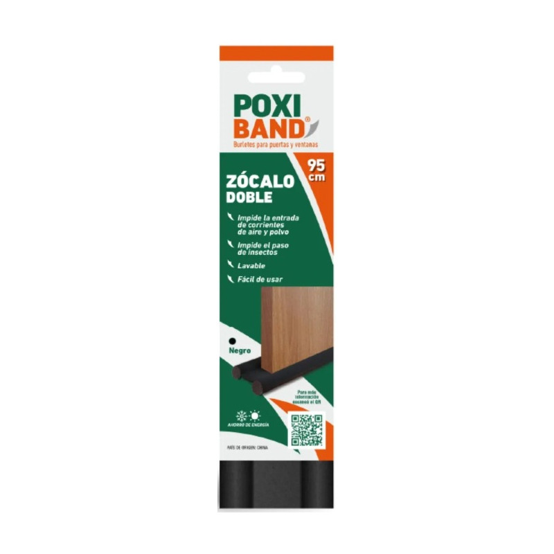 Zocalo para puerta doble poxi band negro 95 cm