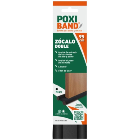 Zocalo para puerta doble poxi band negro 95 cm