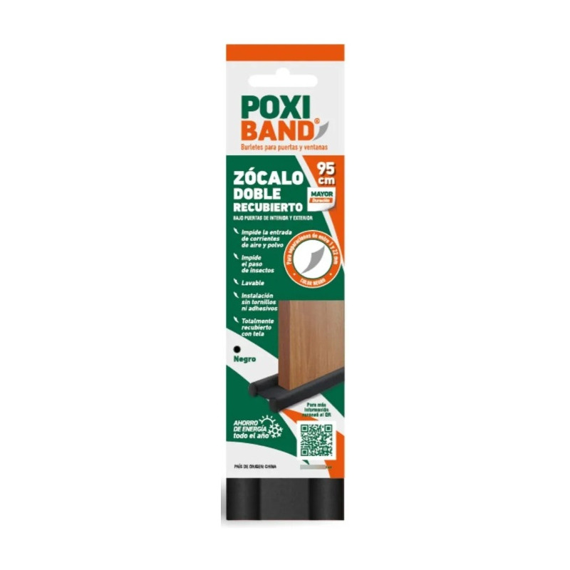 Zocalo para puerta doble poxi band negro premium 95 cm
