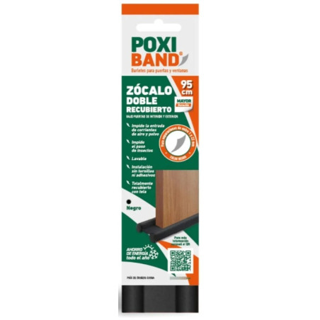 Zocalo para puerta doble poxi band negro premium 95 cm