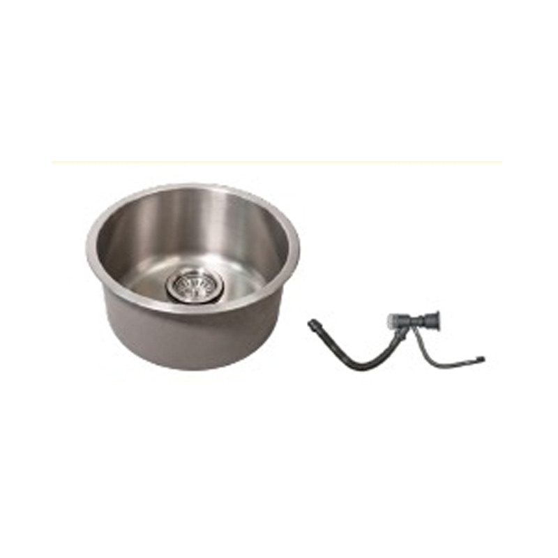 Bacha Kitchen West Acero Inoxidable Orion cromo diámetro 40cm con sifón