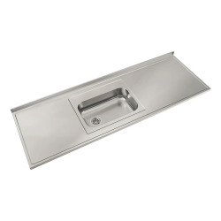Mesada Johnson acero inoxidable 430 180cm con pileta ZZ52 - Centro - Sin orificios