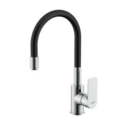 Grifería Vasser Agatha small monocomando cocina mesada negra-Cromo