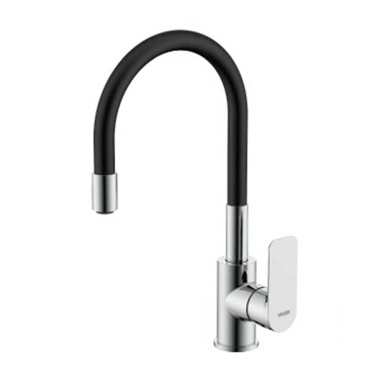 Grifería Vasser Agatha small monocomando cocina mesada negra-Cromo