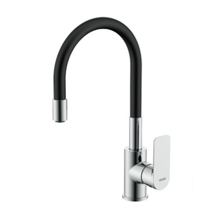 Grifería Vasser Agatha small monocomando cocina mesada negra-Cromo