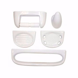 ACCESORIO BAÑO KIT 5 PZAS PORCELANA BLANCO 