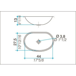 JOHNSON PILETA OVAL LISA OV-440L - 44 X 28 X 13 CM 