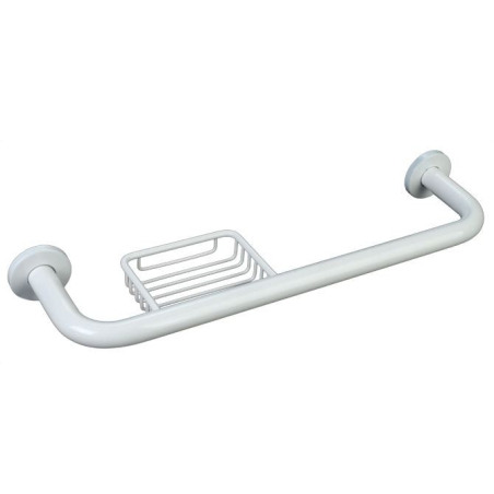 ACCESORIO BAÑO AGARRADERA 45CM C/JABONERA BLANCO DACCORD