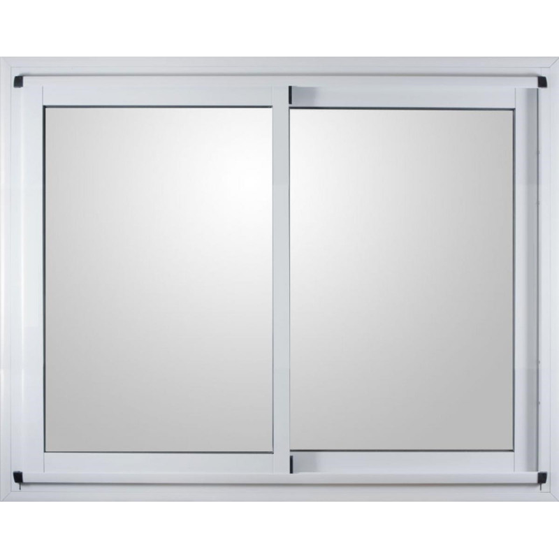 VENTANA ALUMINIO BLANCO VIDRIO ENTERO CON GUIA 180CM X 110CM