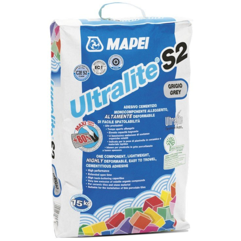 MAPEI PEGAMENTO ULTRALITE S2 GRIS (LAMINAS) 15KG