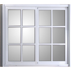 VENTANA ALUMINIO BLANCO VIDRIO REPARTIDO CON GUIA 150X150