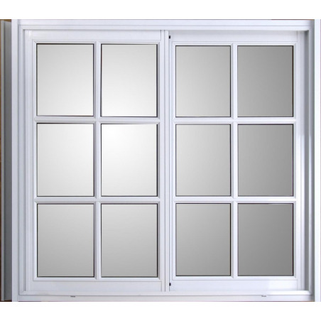 VENTANA ALUMINIO BLANCO VIDRIO REPARTIDO CON GUIA 150X150