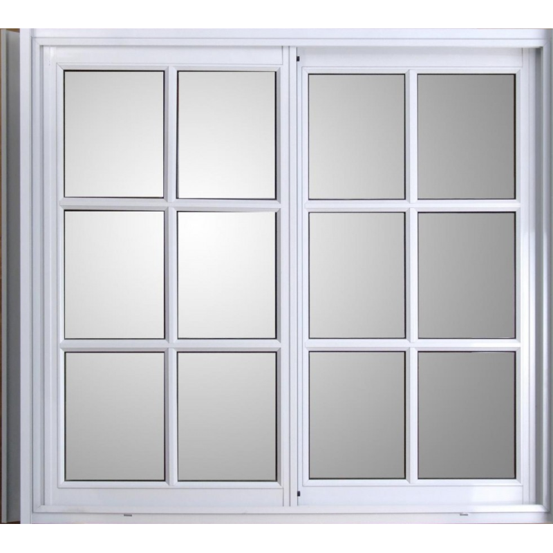 VENTANA ALUMINIO BLANCO VIDRIO REPARTIDO CON GUIA 120X110