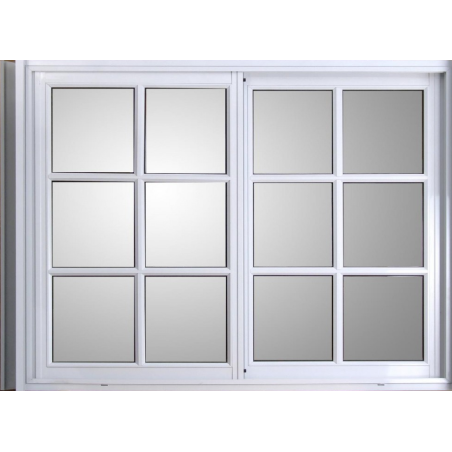 VENTANA ALUMINIO BLANCO VIDRIO REPARTIDO CON GUIA 150X110